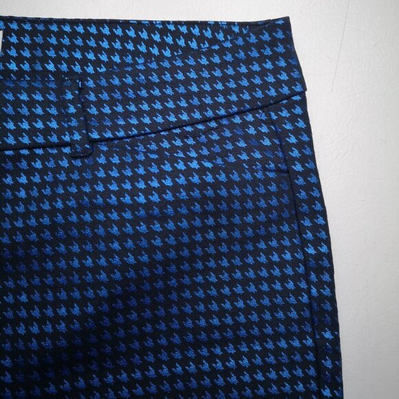 Old Navy Pixie Slim Leg Ladies Size 12 Royal Blue & Black Houndstooth Pants - Picture 10 of 14